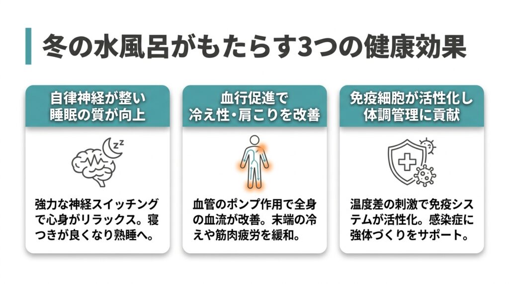 冬の水風呂がもたらす3つの健康効果