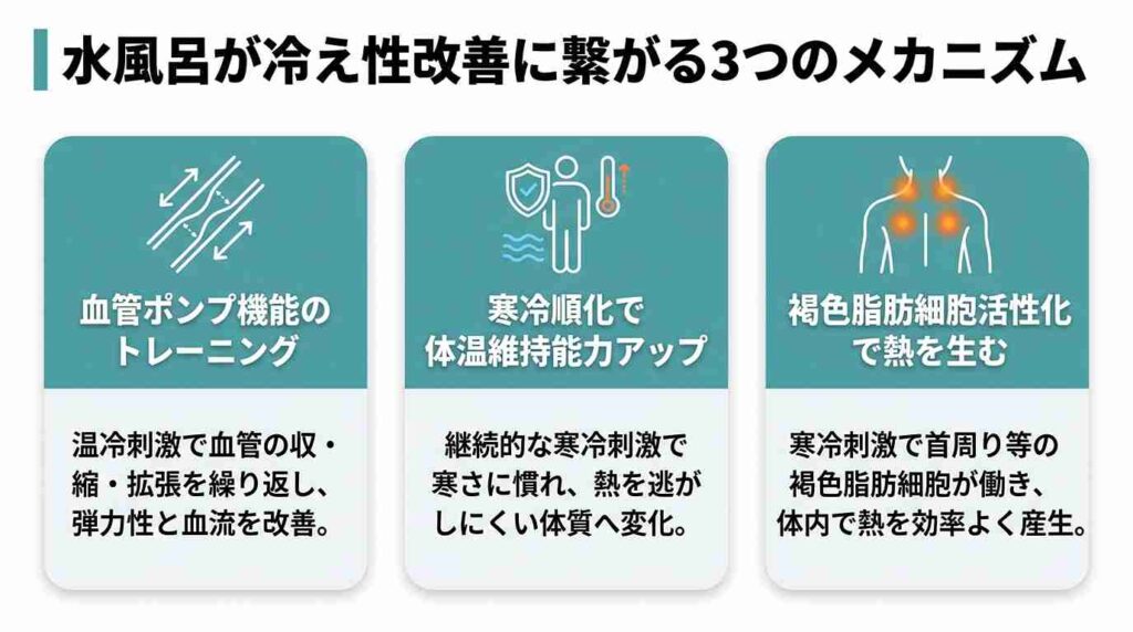 水風呂が冷え性改善につながる3つのメカニズム