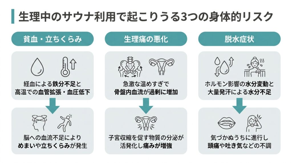 生理中のサウナ利用で起こりうる3つの身体的リスク