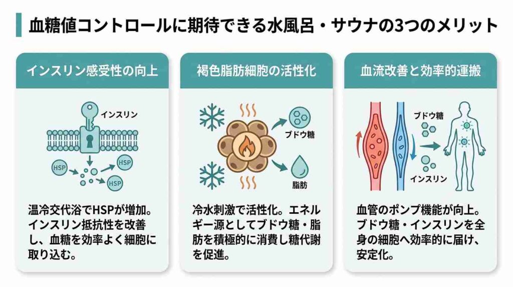 血糖値コントロールに期待できる水風呂とサウナのメリット