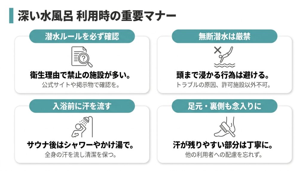 深い水風呂利用時のマナー